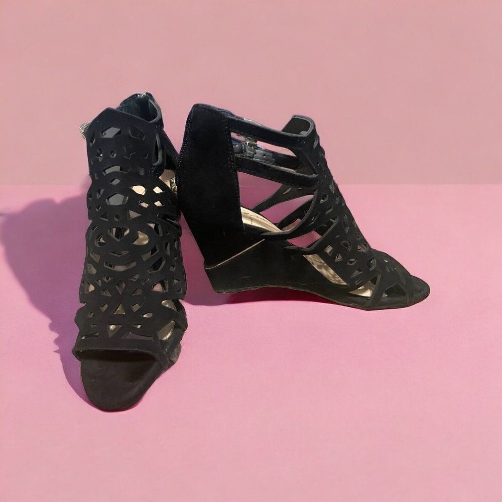 Jessica Simpson Rabah Black suede Wedge 7.5M - Picture 1 of 8
